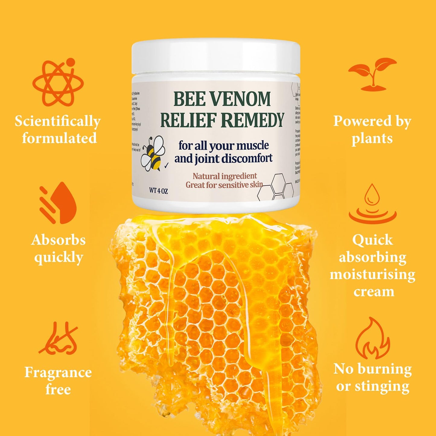 Natural Organic Bee Venom Muscle & Joint Cream, Extra Effective Muscle & Joint Care, for Neck, Hand, Feet, Knee, Muscles, Shoulder, Wrist, Elbow, Ankle, Foot Aches, Arnica, Vitamin B6 KOKOMAANEBuy Supplements Australia
