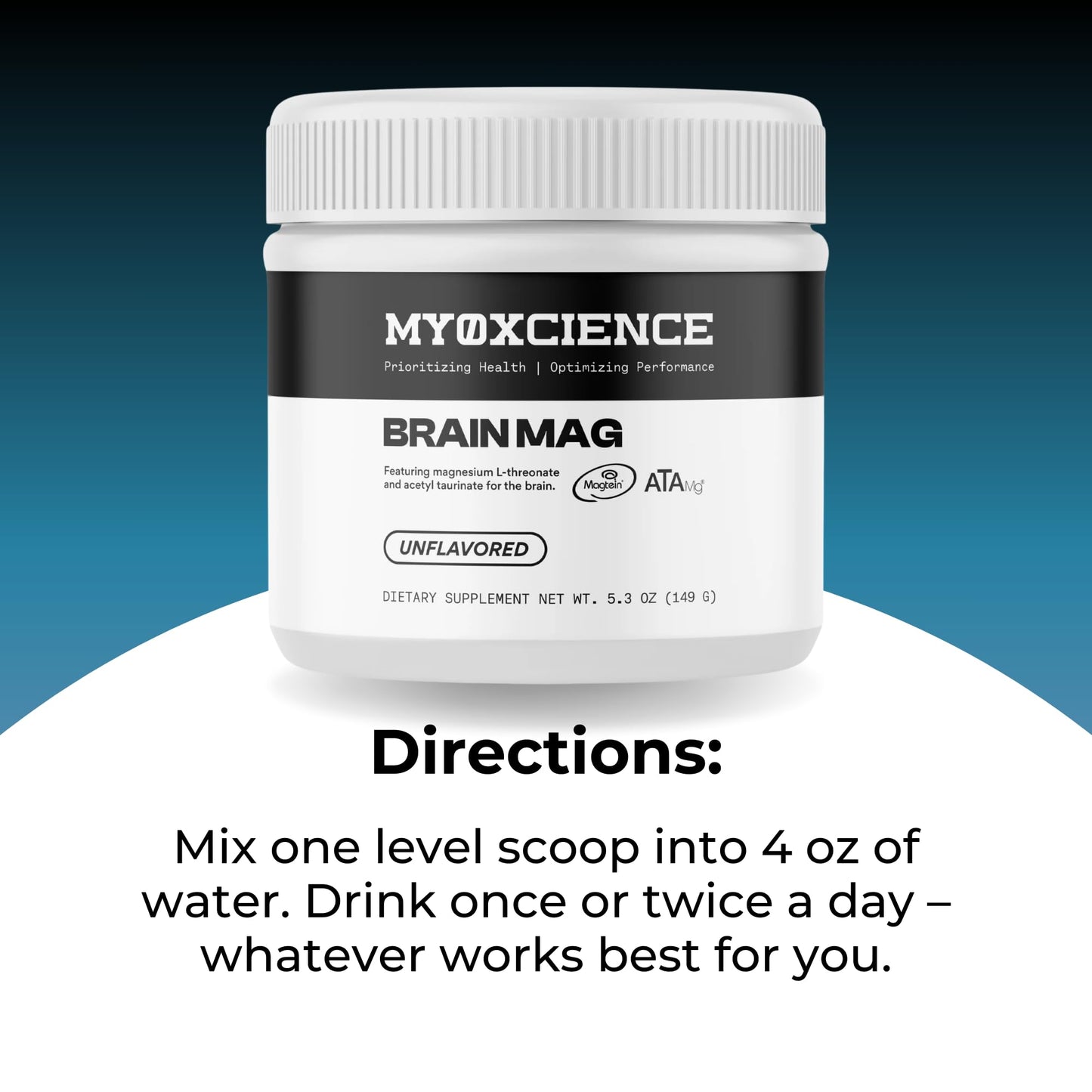 MYOXCIENCE Brain Mag | Magnesium L-Threonate Magtein & Magnesium Glycinate Powder (Unflavored) (60 Servings) MYOXCIENCE buy supplements Au