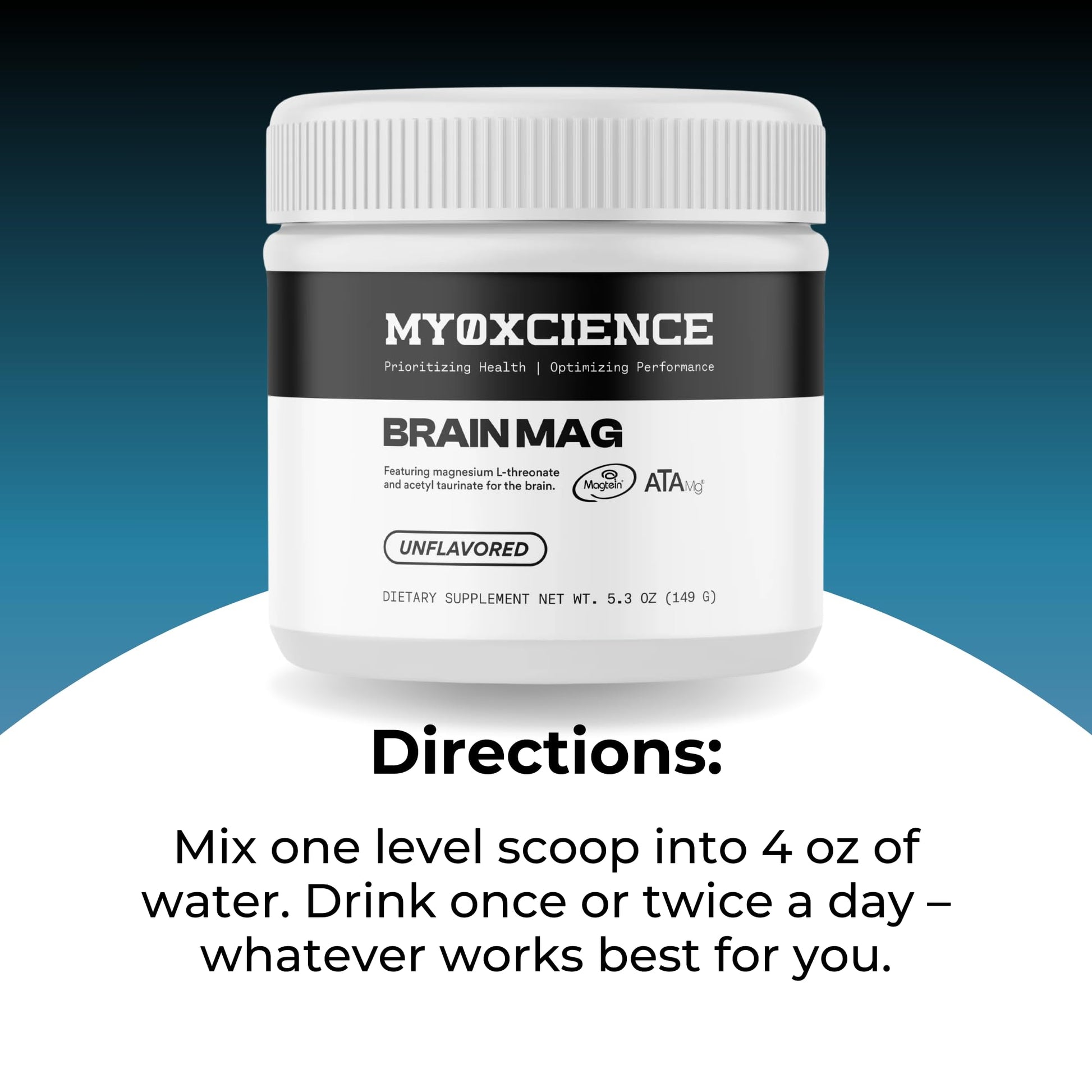 MYOXCIENCE Brain Mag | Magnesium L-Threonate Magtein & Magnesium Glycinate Powder (Unflavored) (60 Servings) MYOXCIENCE buy supplements Au
