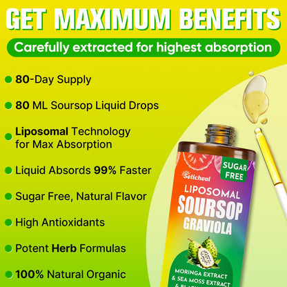 (80ML) Supplement Liquid Drops, 10 in 1 Soursop Multivitamin Drops with Leaf Extract & Sea Moss, for Cell Support & Regeneration, Immunity, Gut, Zzz, Skin & Antioxidant | 2.8 Fl Oz - 80 Days Supply SelichealBuy Supplements Australia