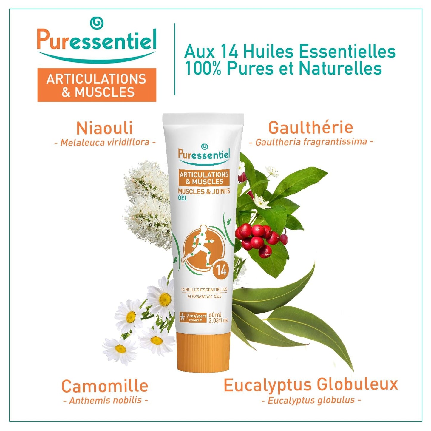 Puressentiel Muscles and Joints Gel - Soothing Gel for Muscle Relief and Knee Relief - Cooling Gel for Foot Relief - Back Gel - 2.02 oz PuressentielBuy Supplements Australia