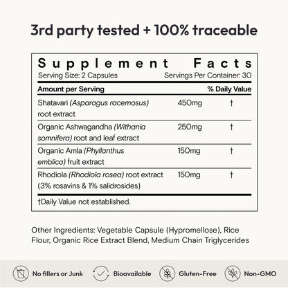 Moon Juice SuperYou Ashwagandha Supplements with Rhodiola, Shatavari & Amla - Cortisol Reducer for Energy, Mood, Focus and Stress Support, Vegan, Non-GMO & 100% Traceable, 60 Capsules, 30 Servings Moon Juice buy supplements Au