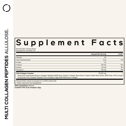 Codeage Multi Collagen Peptides Powder + Allulose - 5 Types - Grass-Fed Collagen - Rare Sugar Allulose Supplement - 0 Calorie Sweetener & 0 Carbs - 18 Amino Acids - Unflavored - Non-GMO - 30 Servings CodeageBuy Supplements Australia