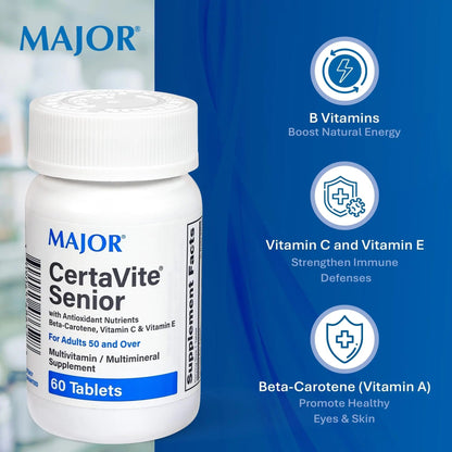 MAJOR CertaVite Senior Multivitamin with Antioxidants – Multivitamin for Women and Men with Beta-Carotene, Iron MAJOR