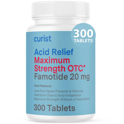 Curist Famotidine 20mg Bulk Pack (300 Count Tablets) Acid Reflux Medicine for Heartburn Relief - OTC Maximum Strength Stomach Acid Reducer - Anti Acid Relief Tablets for Indigestion Heartburn Relief Curist buy supplements Au