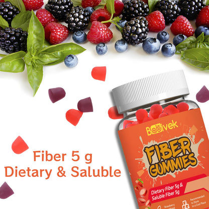 Babivek Fiber Gummies for Women and Men – Dietary Fiber, Gut Health Support, Vegan, Non-GMO, Non-Gluten, Mixed Berry & Strawberry Flavors, 60 Count(Pack of 2)