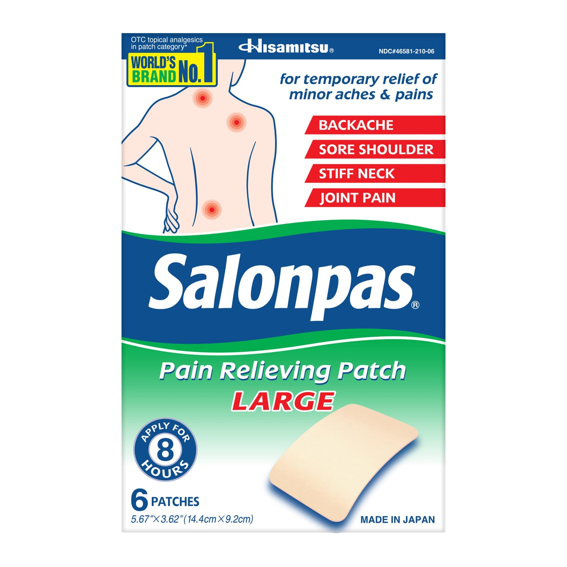 Salonpas Pain Relieving Patch, Large, 6 Count, for Back, Neck, Shoulder, Knee Pain and Muscle Soreness, 8 Hour Pain Relief Salonpas buy supplements Au