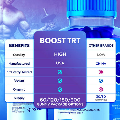 (3 Pack) Boost TRT Gummies for Men, Official Boost TRT Male Performance Gummys with Natural Ingredients, Advanced BoostTRT Men's Gummy Supplement with Maximum Strength Premium Vitamins (180 Gummies) SyvorBuy Supplements Australia