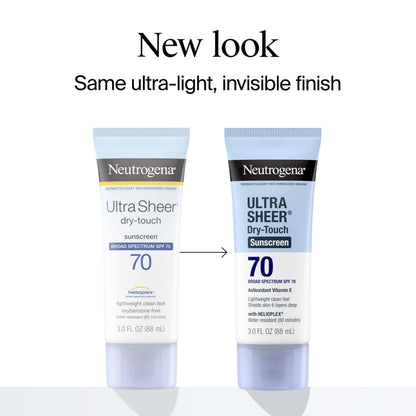 Neutrogena Ultra Sheer Dry-Touch Sunscreen Lotion SPF 70, Broad Spectrum, Water Resistant 80 Min