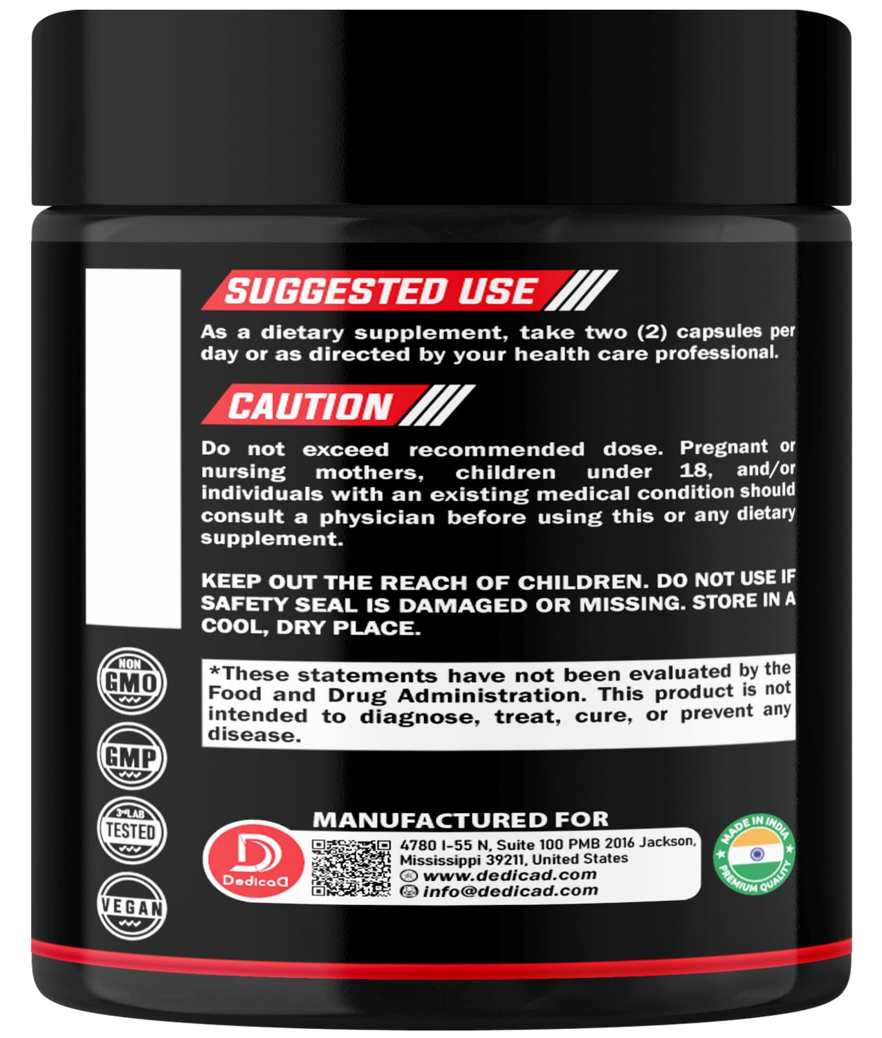 DEDICAD Wormwood Capsules Supplement - Extracted from Black Walnut, Cloves, Turmeric, Apple, Berberine HCl & More - 11 Ingredients Combined for Immune System, Body Management - 60 Capsules DEDICAD buy supplements Au