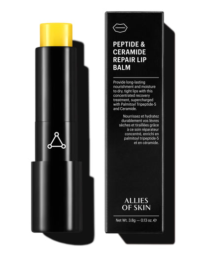 Allies of Skin Peptide & Ceramide Repair Lip Balm Treatment - with Palmitoyl Tripeptide-5, Ceramide NP, Sea Buckthorn, Avocado & Sunflower Seed Oil, Shea Butter, Vitamin C & E. 3.8g/ 0.13 oz