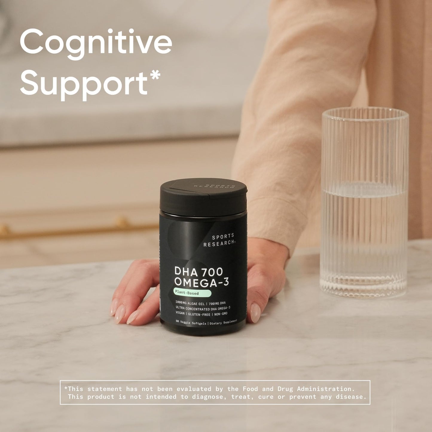 Sports Research® Vegan DHA 700mg - Cognitive Support, Brain Support, Supplement with Omega-3 DHA from Algae Oil - Vegan Certified · Non-GMO · Gluten Free - 90 Count Softgels Sports Research buy supplements Au