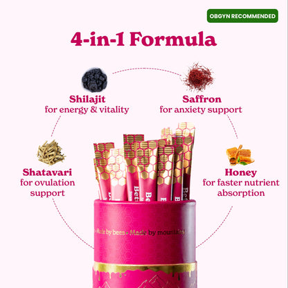 BetterAlt SHE-Lajit Strawberry Honeysticks|Shilajit for Women with Shatavari & Saffron for hormonal Balance & Energy Boost|Tasty Honeysticks
