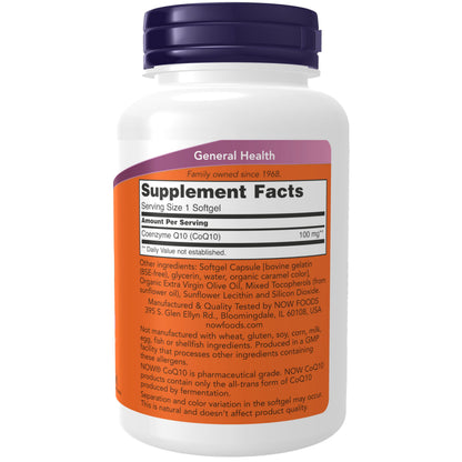 NOW Foods Supplements, CoQ10 (Coenzyme Q10) 100 mg, Pharmaceutical Grade, Cardiovascular Health*, 150 Softgels NOW Foods buy supplements Au