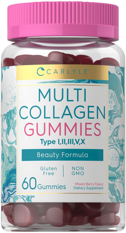 Carlyle Collagen Peptides Gummies | 60 Count | Multi Collagen Complex | Beauty Formula Supplement | Mixed Berry Flavor | Non-GMO, Gluten Free Carlyle buy supplements Au