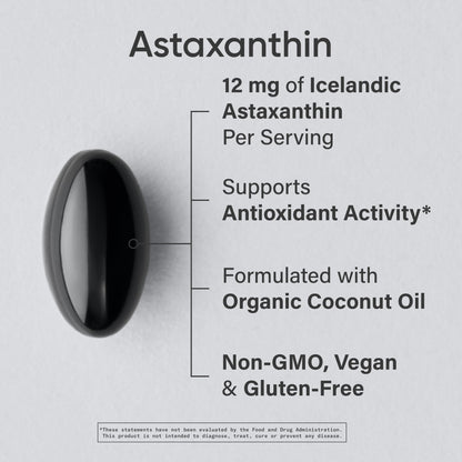Sports Research Triple Strength Vegan Astaxanthin Supplement from Algae - Plant Based Softgels for Antioxidant Activity, Skin & Eye Health - Non-GMO Verified, Made with Coconut Oil - 12mg, 60 Count Sports Research buy supplements Au