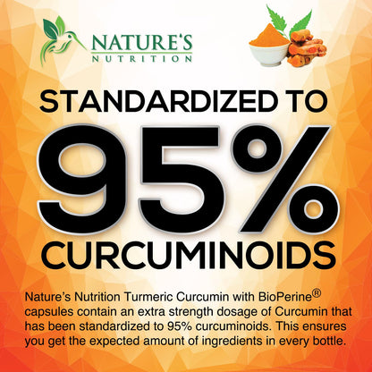 Turmeric Curcumin Supplement - 95% Curcuminoids with Organic Turmeric & BioPerine Black Pepper for Best Absorption - Daily Joint & Immune Health Support