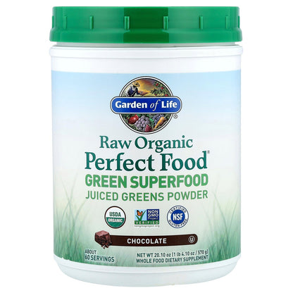 Garden of Life Raw Organic Perfect Food Green Superfood Juiced Greens Powder - Chocolate, 60 Servings, Non-GMO, Gluten Free, Vegan Whole Food Dietary Supplement Plus Probiotics, Enzymes Garden of LifeBuy Supplements Australia