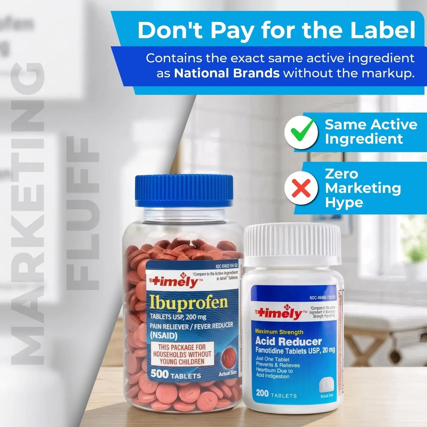 TIME-Cap Labs Ibuprofen 200mg (500 Tablets) & Famotidine 20mg Acid Reducer (200 Tablets) Bundle - Fever, Pain Reliever Pills for Headaches & Heartburn Relief Medicine for Acid Reflux & Indigestion TIME-CAP LABS, INC.Buy Supplements Australia