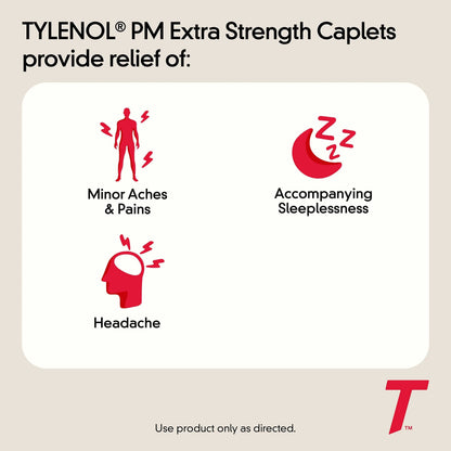 Tylenol PM Extra Strength Nighttime Pain Reliever & Sleep Aid Caplets, 500 mg Acetaminophen & 25 mg Diphenhydramine HCl, Relief for Nighttime Aches & Pains, Non-Habit Forming, 150 ct TylenolBuy Supplements Australia