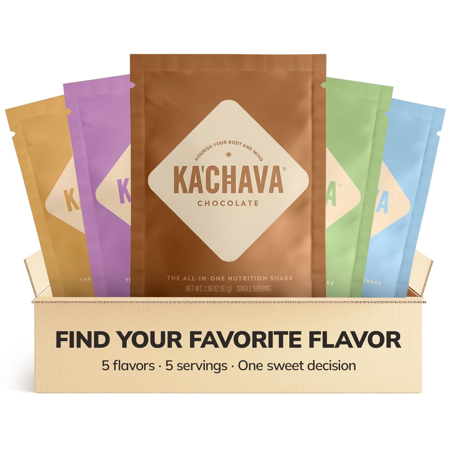 Ka’Chava All-In-One Nutrition Shake Blend, 5 Flavor Sample Pack, 5 Servings, 85+ Superfoods & Nutrients, Meal Replacement, Greens Plant-Based Superfood Powder Protein Drink, Digestive Enzymes & Probiotics, Vegan Dairy Gluten Free Ka'Chava buy supplements Au