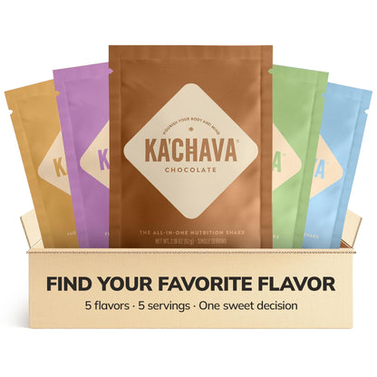 Ka’Chava All-In-One Nutrition Shake Blend, 5 Flavor Sample Pack, 5 Servings, 85+ Superfoods & Nutrients, Meal Replacement, Greens Plant-Based Superfood Powder Protein Drink, Digestive Enzymes & Probiotics, Vegan Dairy Gluten Free Ka'Chava buy supplements Au