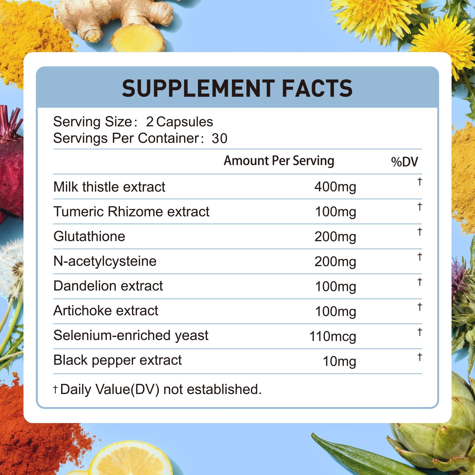 Natener Liver Support with 200mg Milk Thistle, 100mg Glutathione, 100mg NAC, 150mg Tumeric, Dandelion, Artichoke, Liver Cleanse Detox & Repair, Supports Energy*, Immunity & Liver Health*, 60 caps Natener buy supplements Au