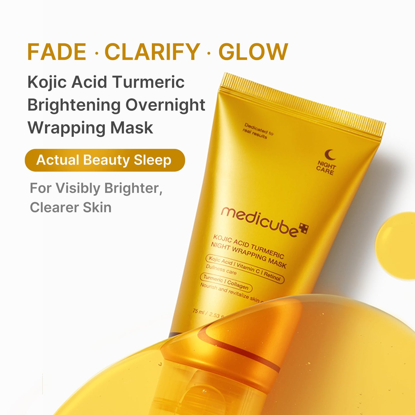 medicube Wrapping Mask Kojic Acid, Turmeric, Vitamin C Overnight Peel Off Facial Mask | Brighten & Defends Against Skin Stress for a Clear, Glowing Complexion | Korean Skin Care, 2.53 fl.oz
