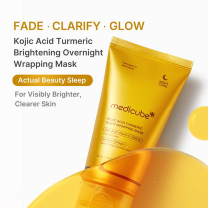 medicube Wrapping Mask Kojic Acid, Turmeric, Vitamin C Overnight Peel Off Facial Mask | Brighten & Defends Against Skin Stress for a Clear, Glowing Complexion | Korean Skin Care, 2.53 fl.oz
