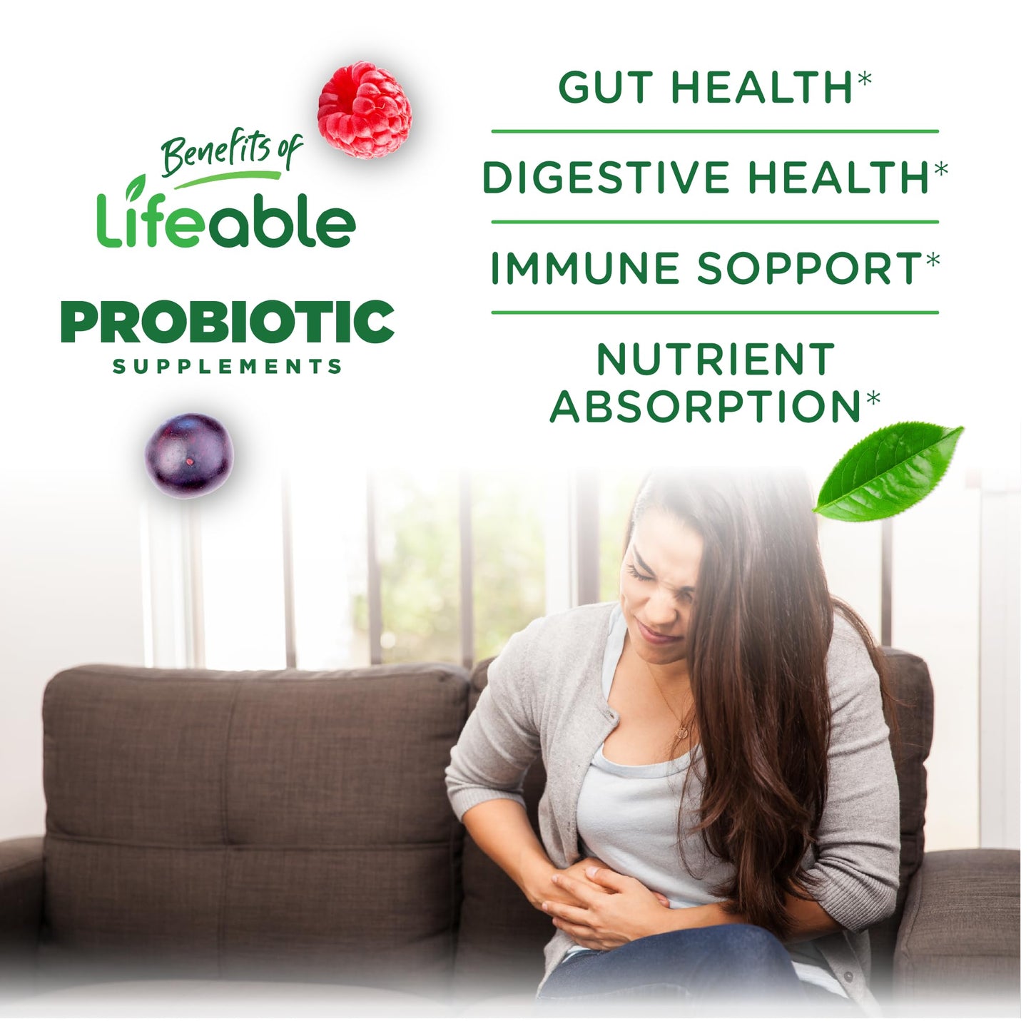 Lifeable Sugar Free Probiotics with Prebiotics Fiber – Great Tasting Natural Flavor Gummy Supplement – Keto Friendly Chewable – for Gut Health and Immune Support