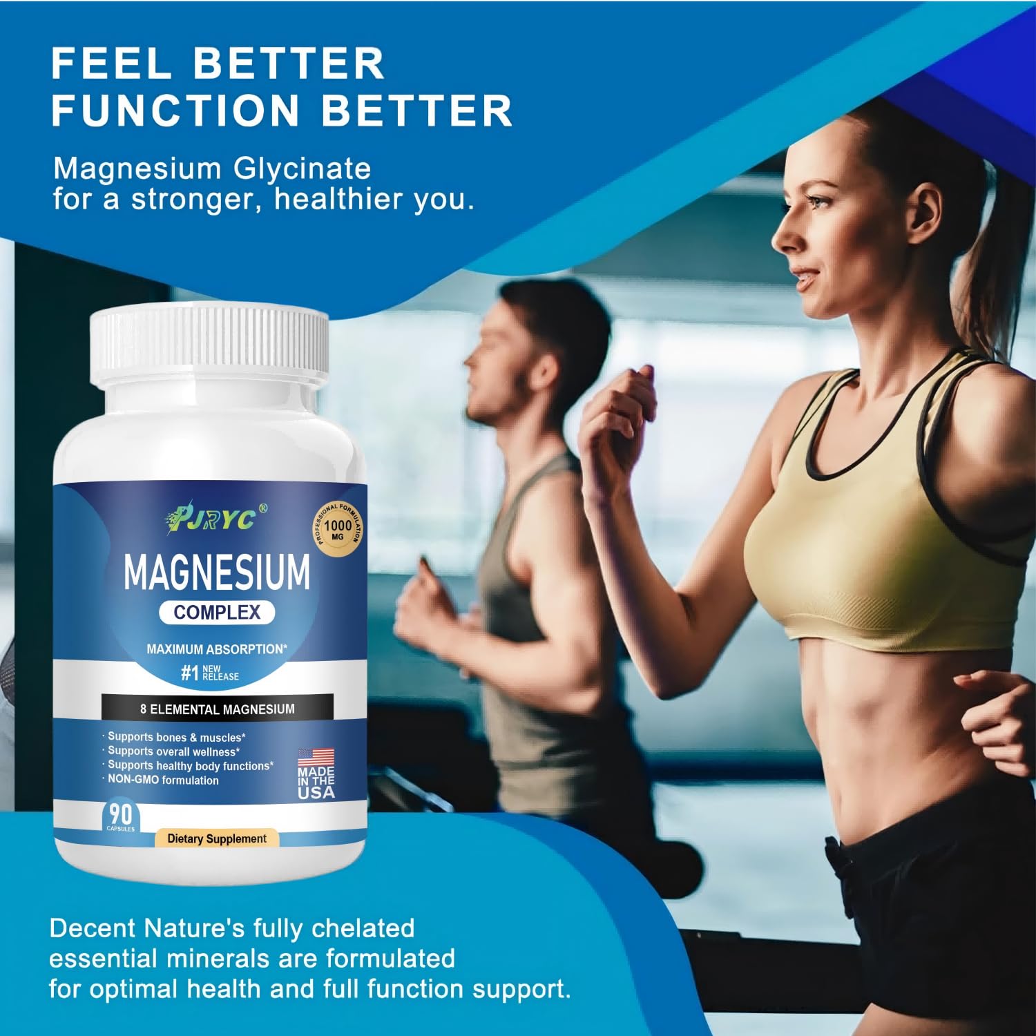 Magnesium Complex Supplement - 1000mg with 8 Magnesium Forms: Glycinate, Citrate, Malate, Taurate & Orotate - Supports Muscle Function, Bone Strength & Relaxation - Vegan, Non-GMO - 180 Capsules PJRYC buy supplements Au