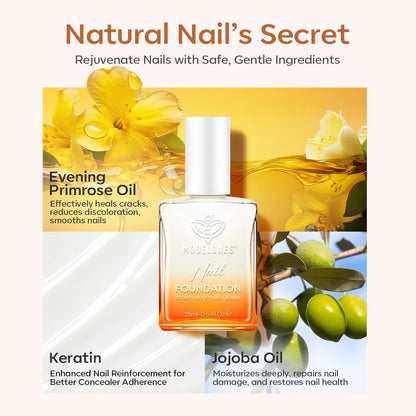 modelones Nail Strengthener, Milky White Nail Polish Nail Repair for Damaged Nails Hardener Quick Dry Nail Growth Polish Natural Nail Concealer Foundation