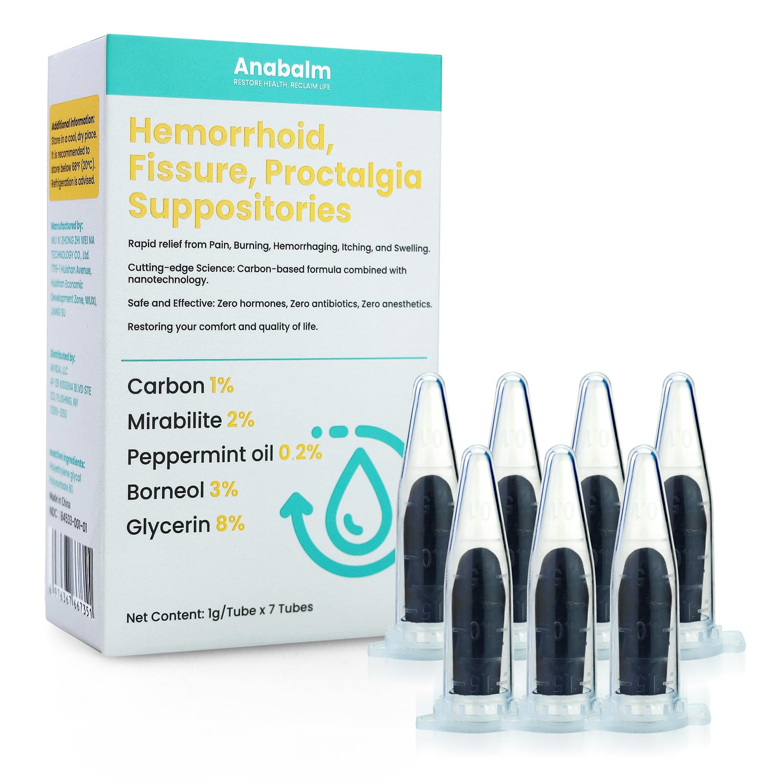 anabalm Hemorrhoid Treatment Suppositories, Natural Fissure Treatment for Anus Relief of Proctalgia, Pain, Itching, Swelling or Itch Discomfort - 7 Count anabalmBuy Supplements Australia