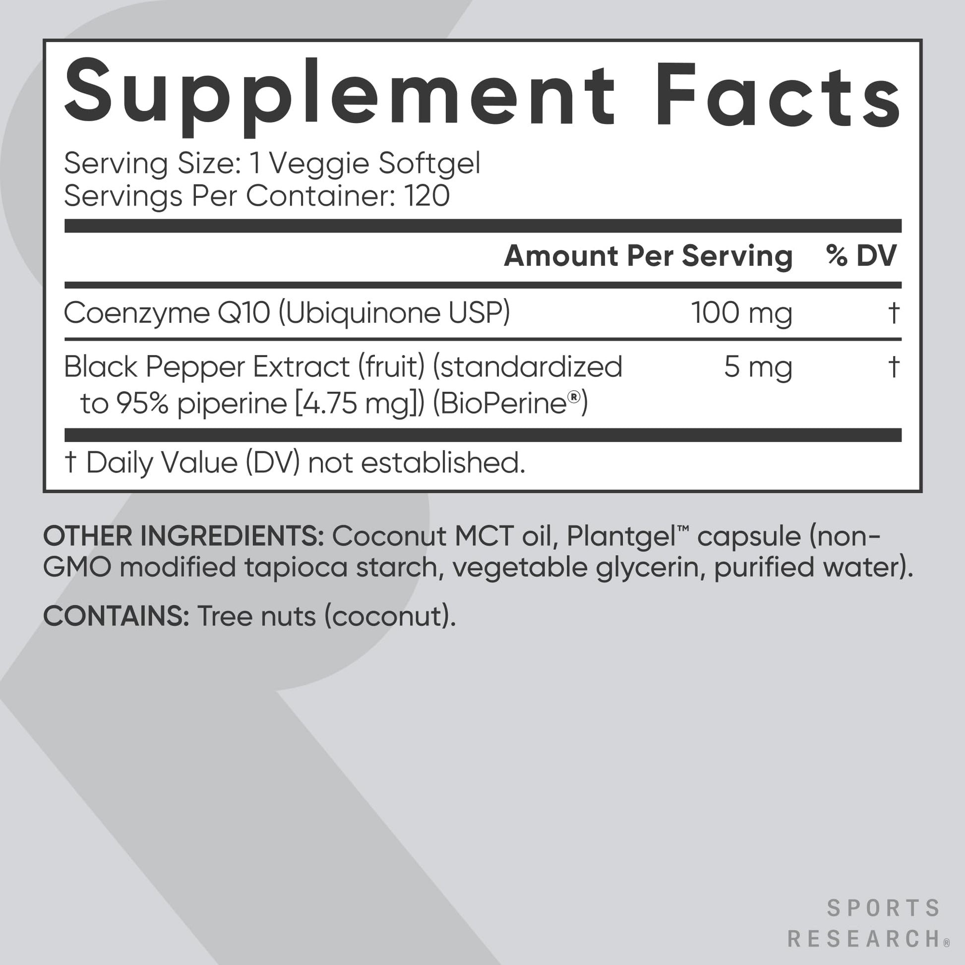 Sports Research CoQ10 (100mg) Enhanced w/Coconut Oil & Bioperine (Black Pepper) for Better Absorption | Vegan Certified, Non-GMO Verified (120 Veggie Softgels) Sports Research buy supplements Au