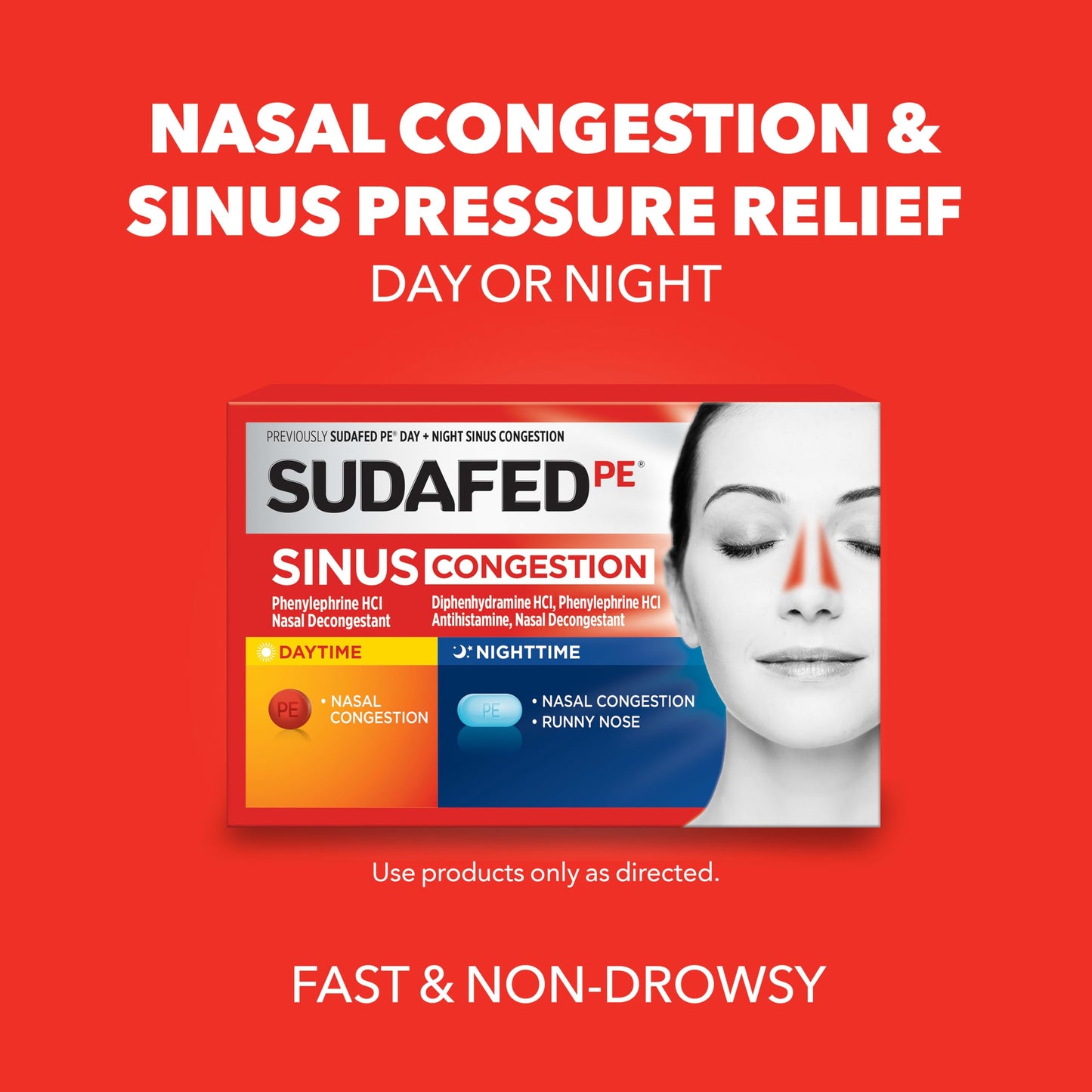 Sudafed PE Sinus Congestion Day + Night Maximum Strength Decongestant & Antihistamine Tablets with Phenylephrine HCl & Diphenhydramine HCl, Helps Nasal & Sinus Pressure & Congestion, 20 ct Sudafed buy supplements Au