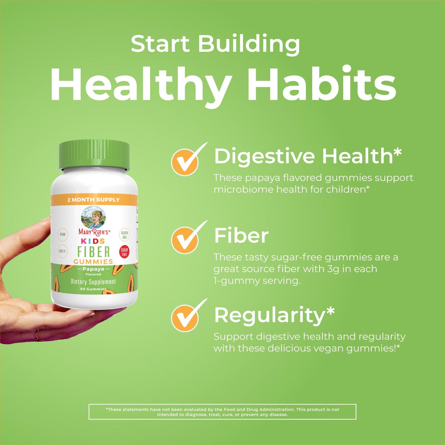 MARYRUTH'S Fiber Gummies for Kids | 2 Month Supply | Sugar Free | Soluble Fiber Supplement | Gut Health & Digestion Support