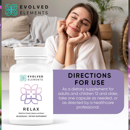 Evolved Elements All-Natural Muscle Relaxer | 60 Capsules | Spasm Relief with Magnesium, Passion Flower, and Valerian Root | Relieves Muscle Spasms, Tension, and Promotes Calmness Evolved ElementsBuy Supplements Australia