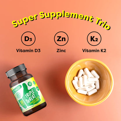 FlavCity Vitamin D3, K2 & Zinc - Triple Threat Supplement - Daily or Seasonal Immune Support - Vitamin D with K2 for Enhanced Absorption -