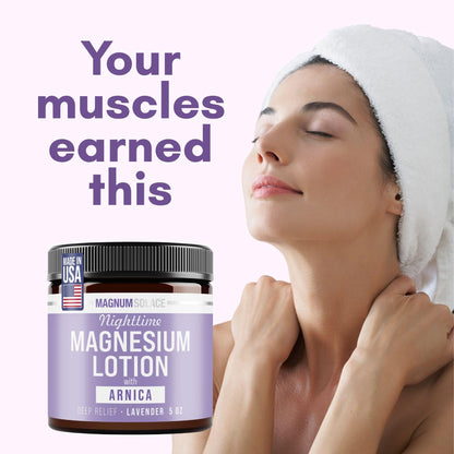 Magnum Solace Nighttime Magnesium Lotion with Arnica – Highly Concentrated Magnesium