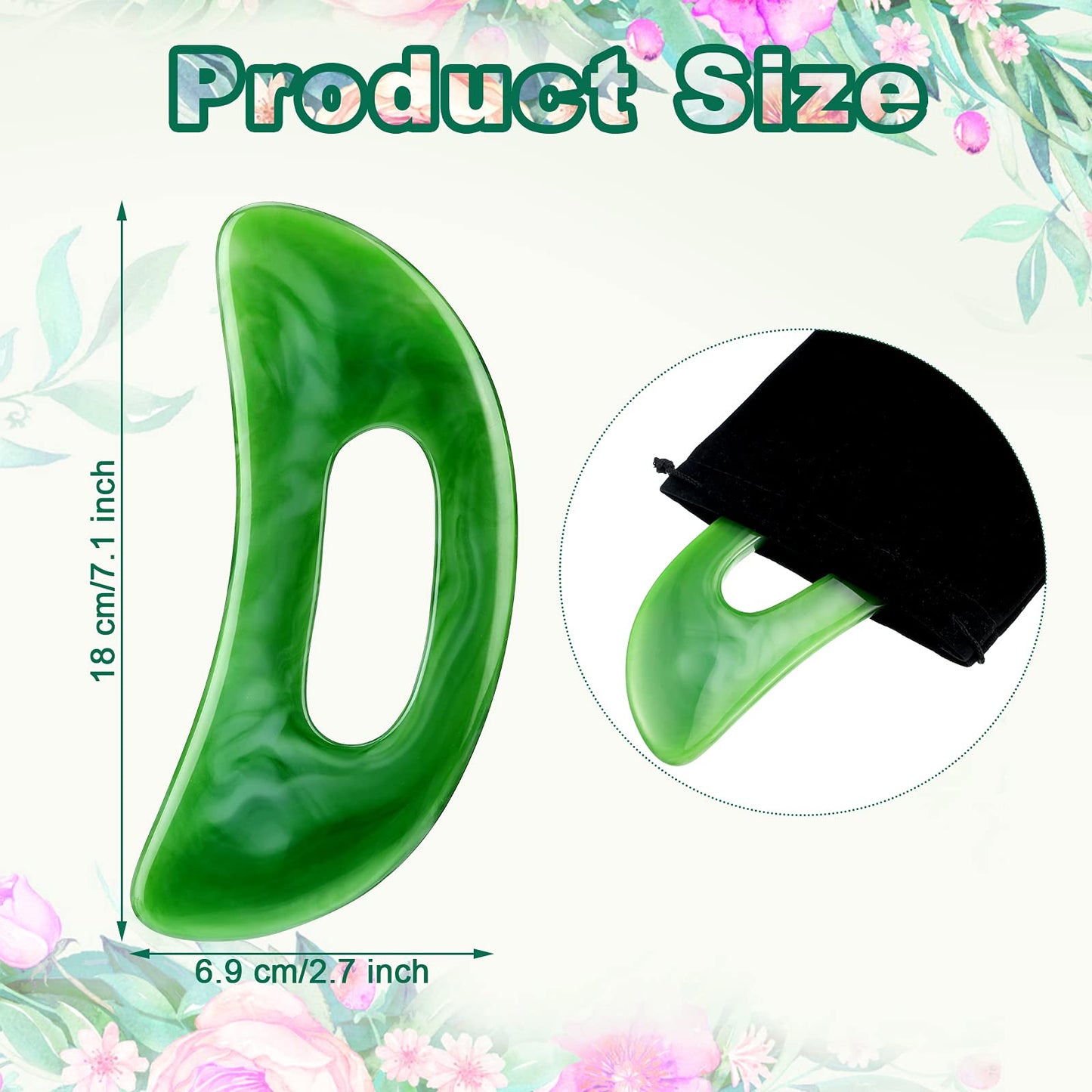 Gua Sha Massage Tool with Handle Resin Massage Tools Lymphatic Drainage Massager Body Shaping Gua Sha Tools for Full Body Men Women Birthday Festival Holiday Present (Green) BBTO buy supplements Au