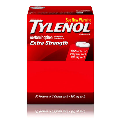 Tylenol Extra Strength Acetaminophen Caplets, 500 mg, Pain Relief & Fever Reducer for Headache, Backache, Toothache, Menstrual Cramps & Pain, Travel-Friendly Packaging, 2-Caplet Pouches, 50 Count TylenolBuy Supplements Australia