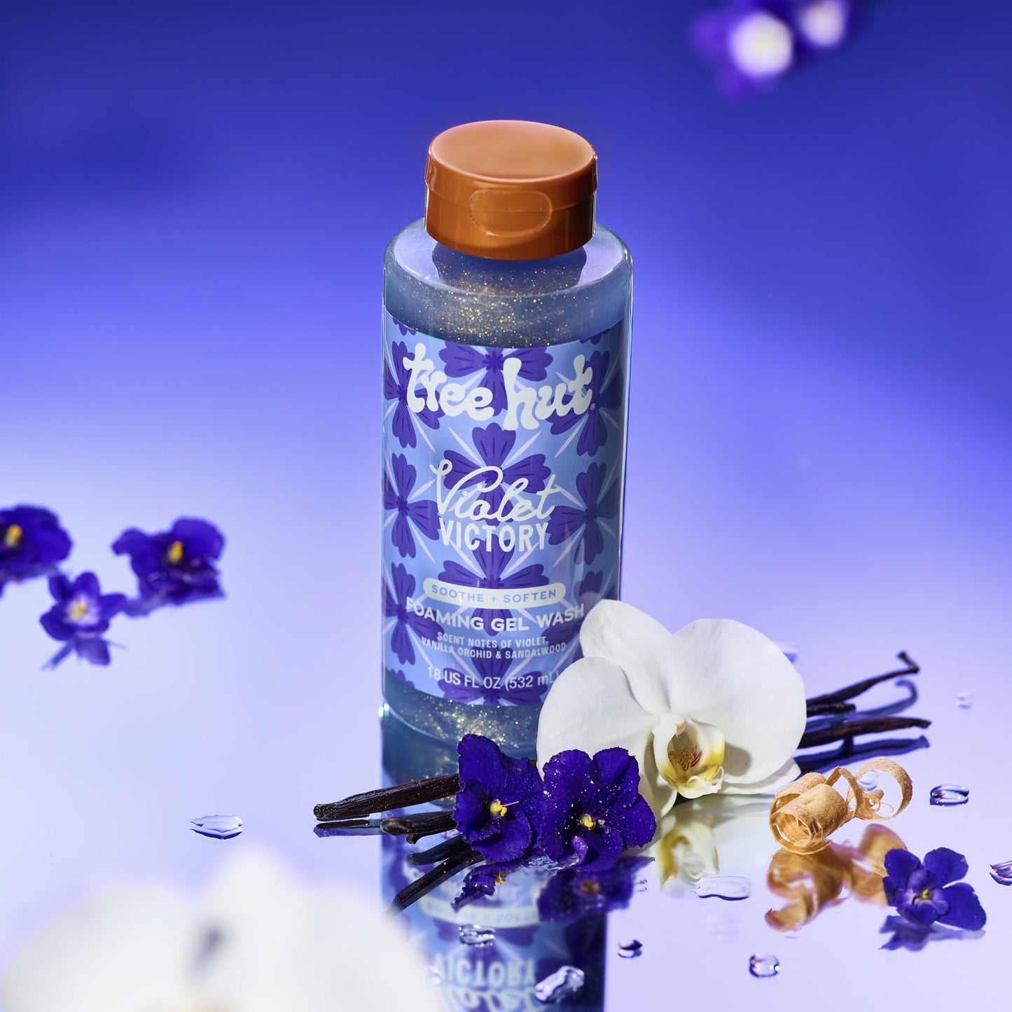 Tree Hut Violet Victory Foaming Gel Wash, Hydrating & Moisturizing Body Wash with Shea Butter & Natural Oils