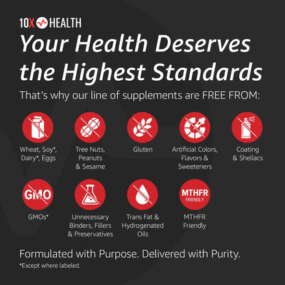 10X Health Probiotics for Men - 60 Capsules Immune Support Supplement & Probiotics for Digestive Health with Lactobacillus Rhamnosus,
