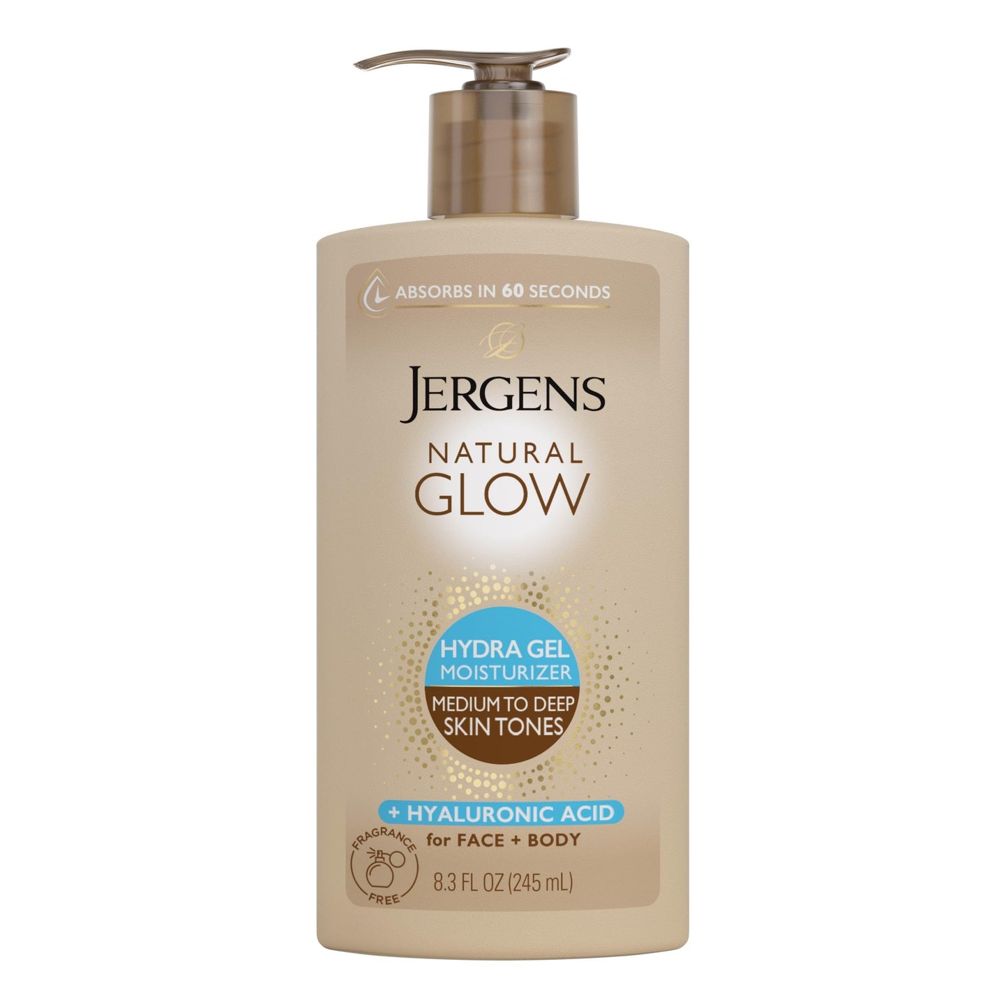 Jergens Natural Glow Hydra Gel Moisturizer, Hyaluronic Acid Tanning Lotion, Hydrating Tanning Gel, Fragrance-Free Self Tanner
