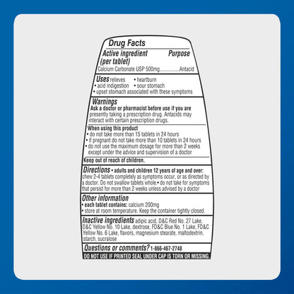 MAJOR Regular Strength Antacid Tablets - Calcium Carbonate 500 mg - Assorted Fruit Flavor - 150 Chewable Count (2 Pack) MAJOR buy supplements Au