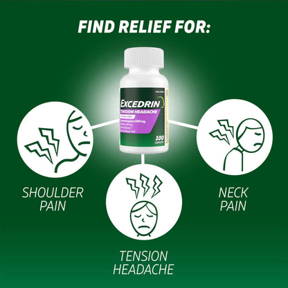 Excedrin Tension Headache Relief Caplets, Acetaminophen 500mg, Caffeine 65mg, Pain Reliever, Aspirin-Free, 100 Count ExcedrinBuy Supplements Australia