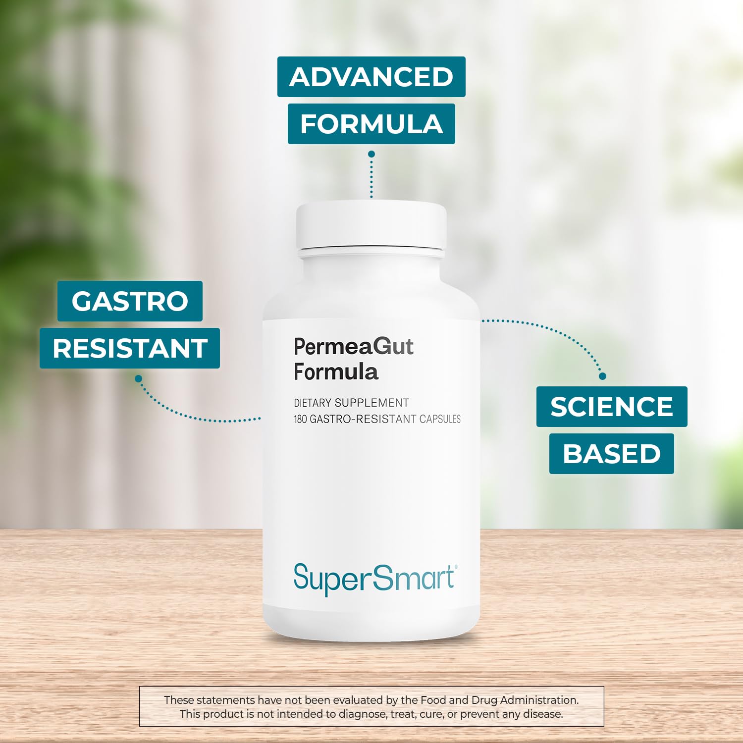 Supersmart PermeaGut Formula (High Potency) - with L-Glutamine, ButiShield Calcium Butyrate, Zinc-L-Carnosine - Gut Barrier Support | Vegan & Gluten Free - 180 Gastro-Resistant Capsules Supersmart buy supplements Au