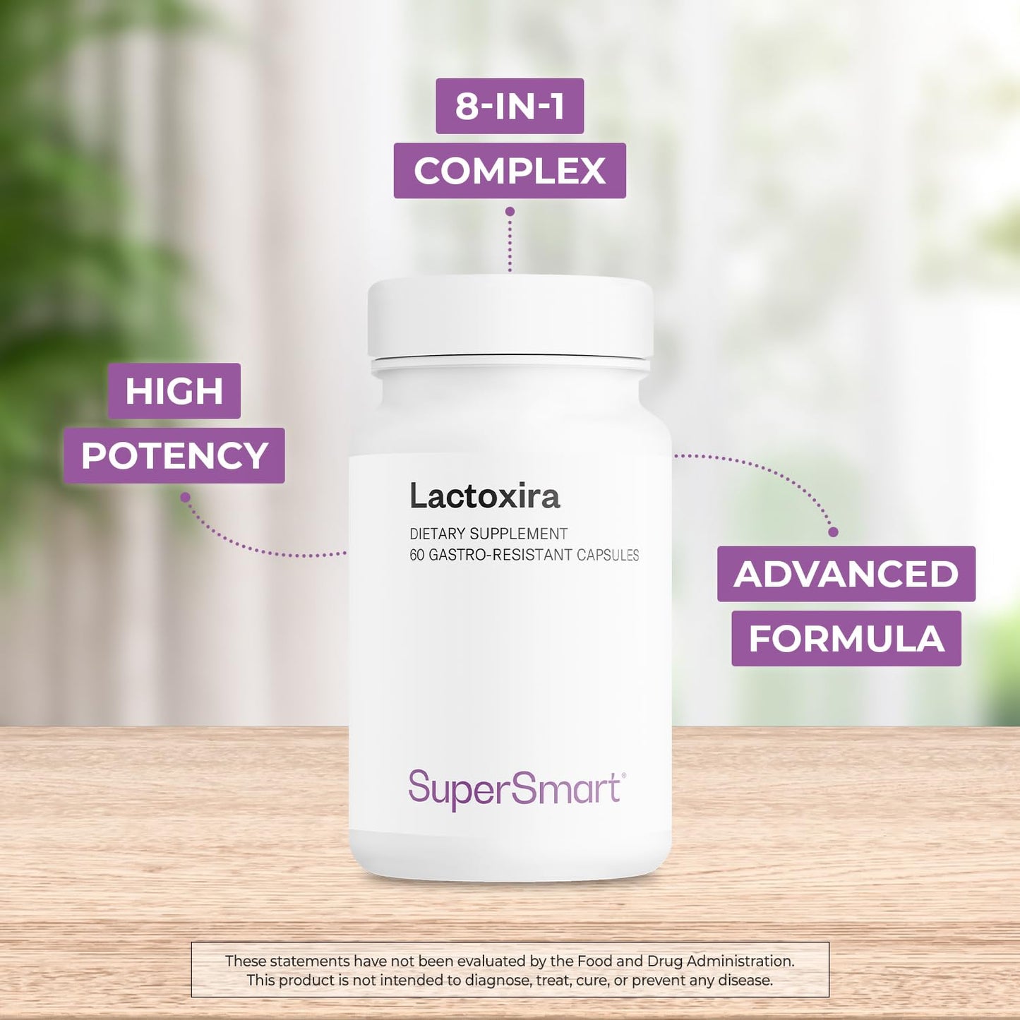 Supersmart - Lactoxira (High Potency) - 8-in-1 Probiotic Complex Supplement - Advanced Formula for Women & Men - with Lactobacillus Casei, Brevis | Non-GMO & Gluten Free - 60 DR Capsules Supersmart buy supplements Au