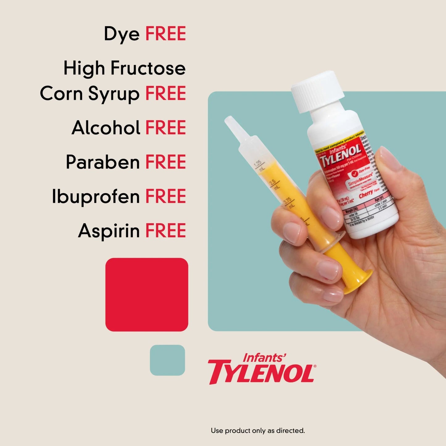 Infants' Tylenol Liquid Pain Reliever and Fever Reducer Medicine, Acetaminophen Oral Suspension for Sore Throat, Headache & Teething, Kids Fever Reducer; Dye-Free Cherry Flavor, 2 fl oz, Pack of 1 TylenolBuy Supplements Australia