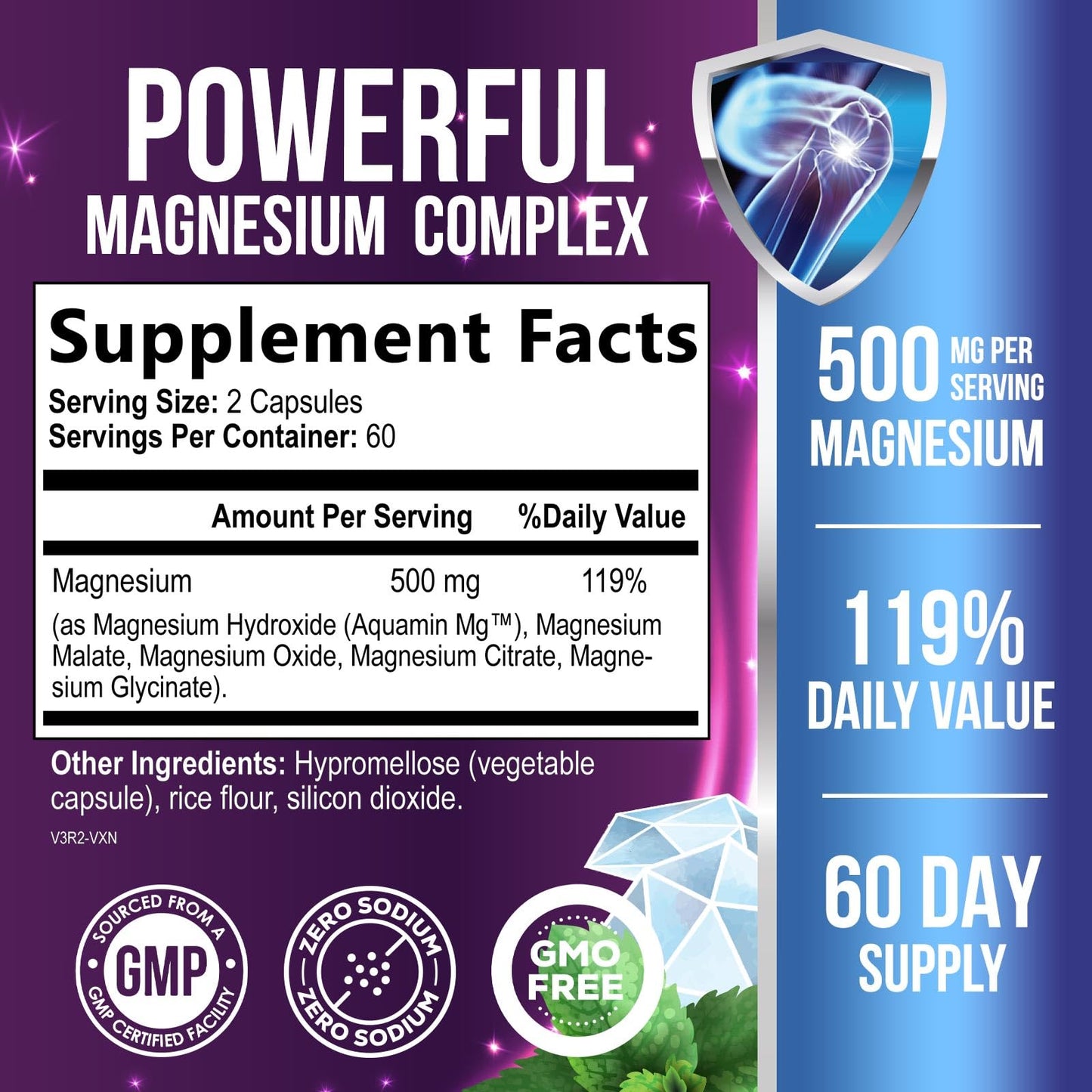 Magnesium Complex Capsules - 500mg per Serving Magnesium - High Absorption Chelated Mineral Supplement - with Oxide, Glycinate, Malate, Citrate for Muscle Bone and Heart Health Support - 120 Capsules Health Nutrition Naturals buy supplements Au